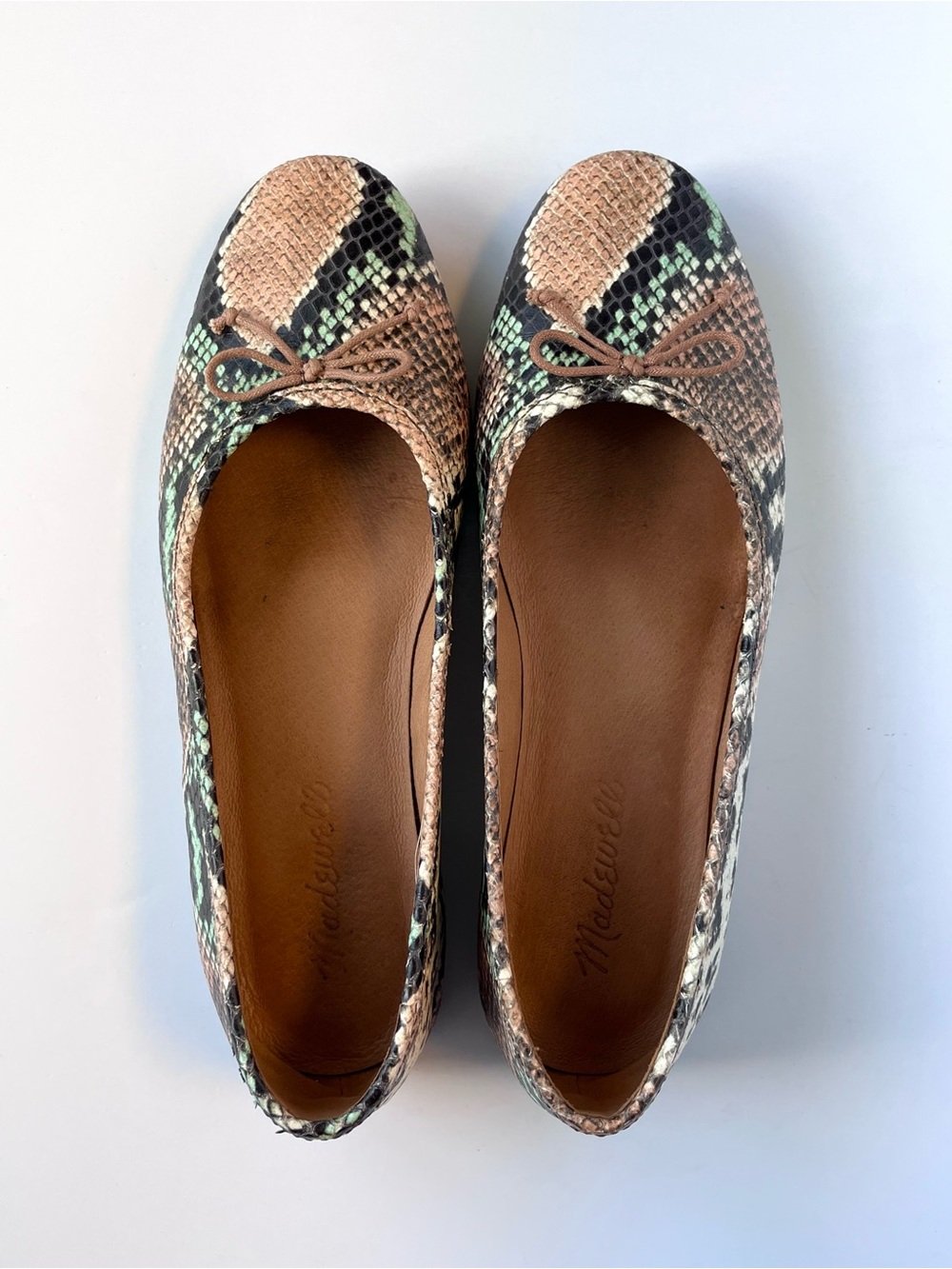 Madewell The Adelle Ballet Flat Snake Print Embossed Leather Multicolor 6.5